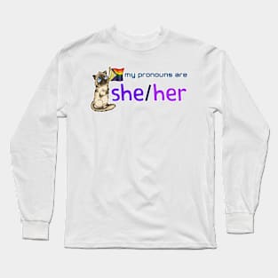 My Pronouns with Chocolate (She/Her) Long Sleeve T-Shirt